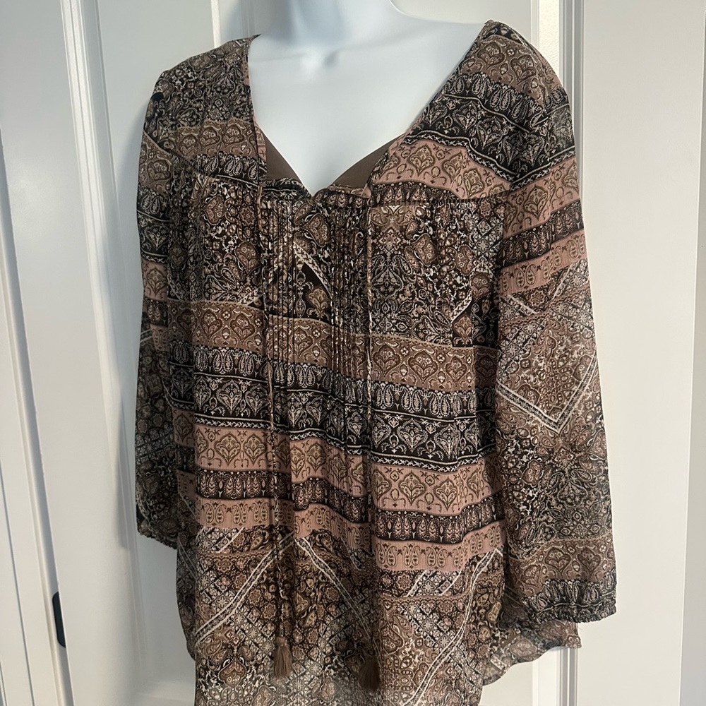 St. John's Bay Black and Brown Paisley Blouse